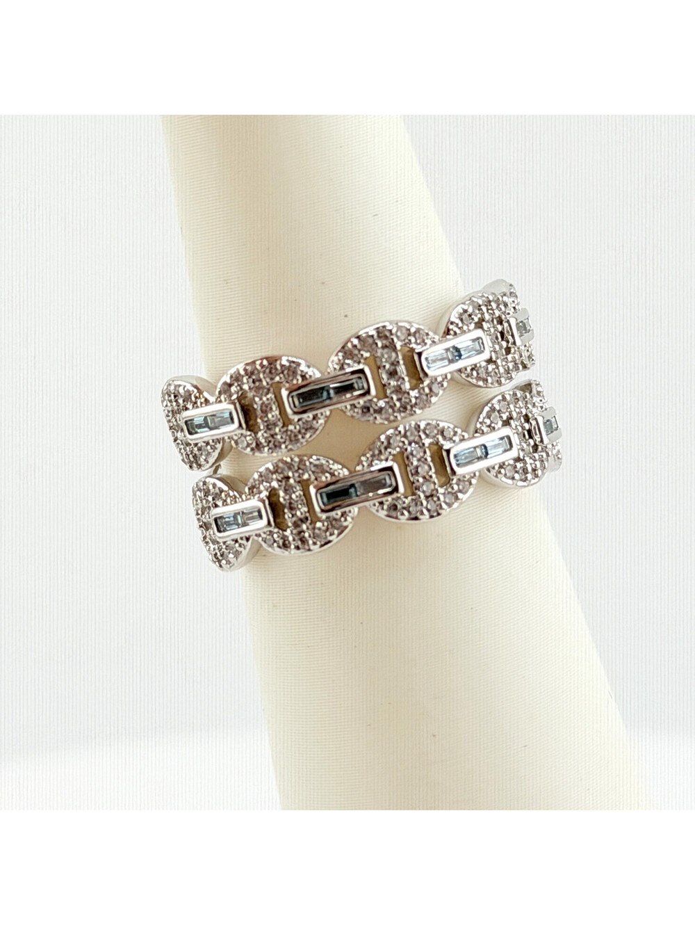 Bomb Party March Size 9 “The Charlotte Ring” Aquamarine on Rhodium